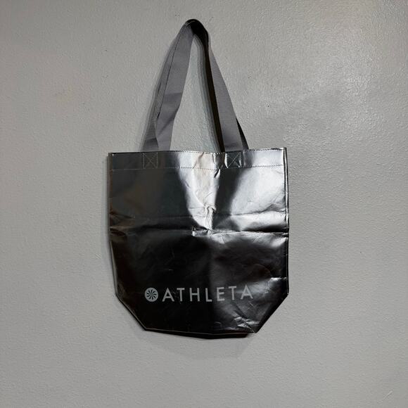 Athleta Silver Reusable Shopping Tote Bag Sz M - Picture 6 of 9
